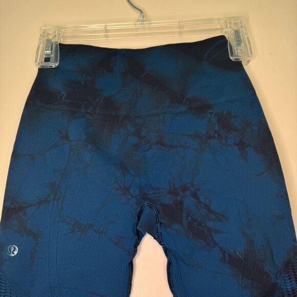 LULULEMON women's size 4 Flow & Go Alberta lake black seamless crop leggings - Picture 6 of 12